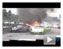 集体自焚 三辆兰博基尼高速公路撞毁